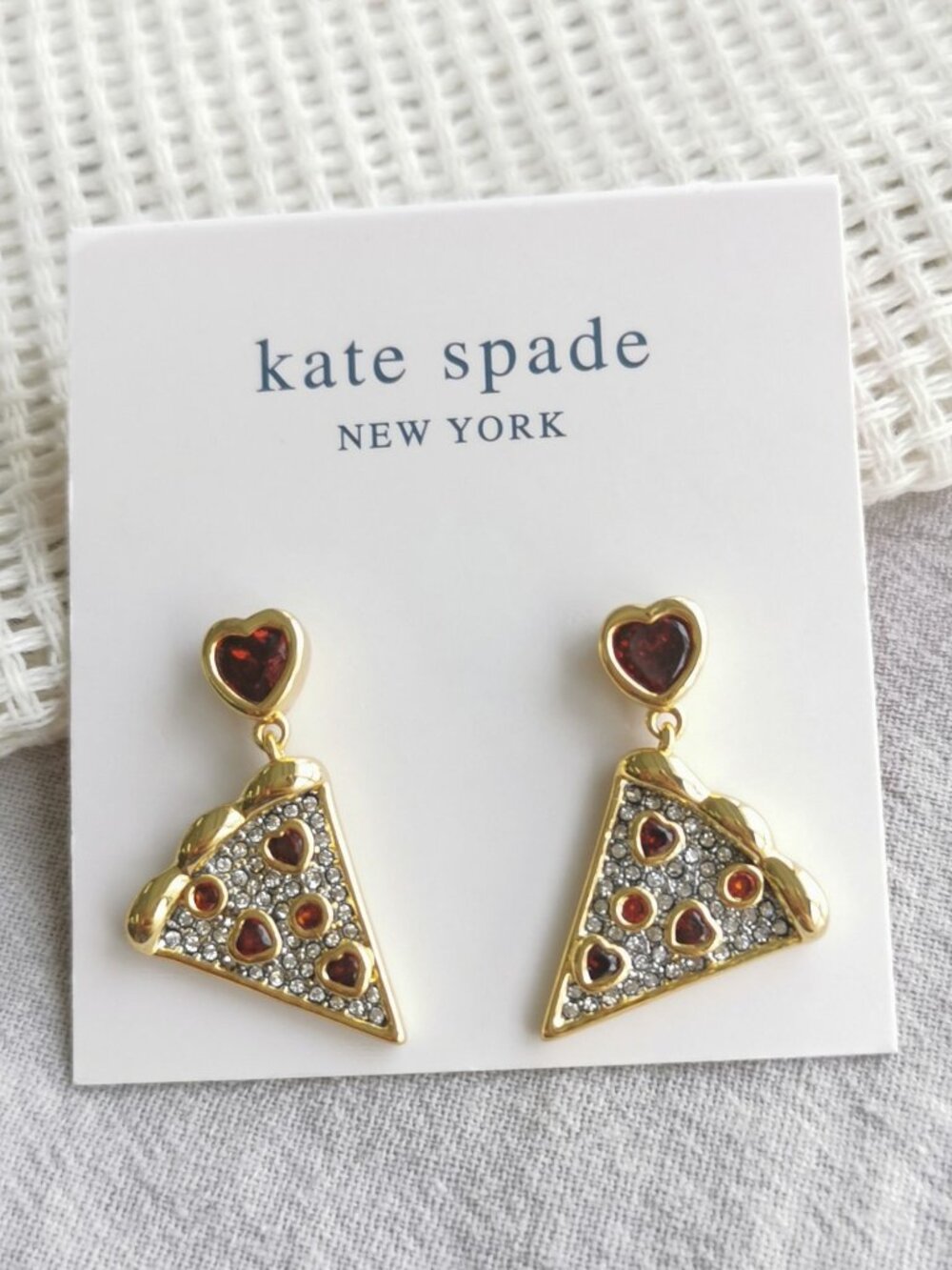Kate Spade Pizza My Heart Gold Earrings - Multicolor